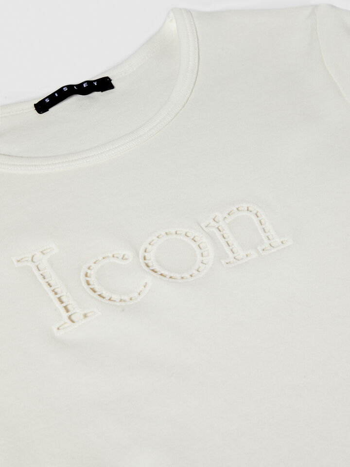 T-shirt with embroidery and cut-out - girls' short sleeve t-shirts - White | Sisley Young image number 2